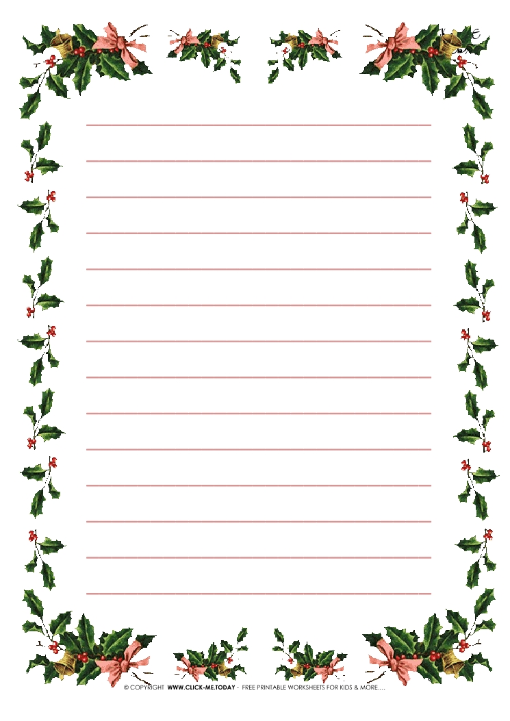 Free Printable Christmas Stationery With Lines